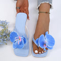 Women Slippers Comfort Beach Flip Flops Clip Toe Flower Decor Summer Zpaxo Blue 40