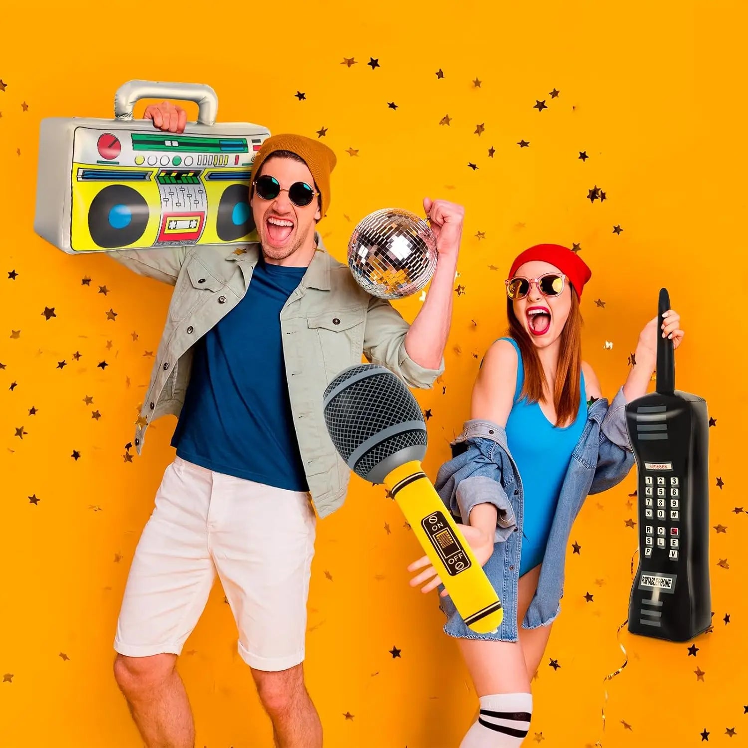 Inflatable Phone Radio Microphone 80s 90s Party Decorations Hip-hop