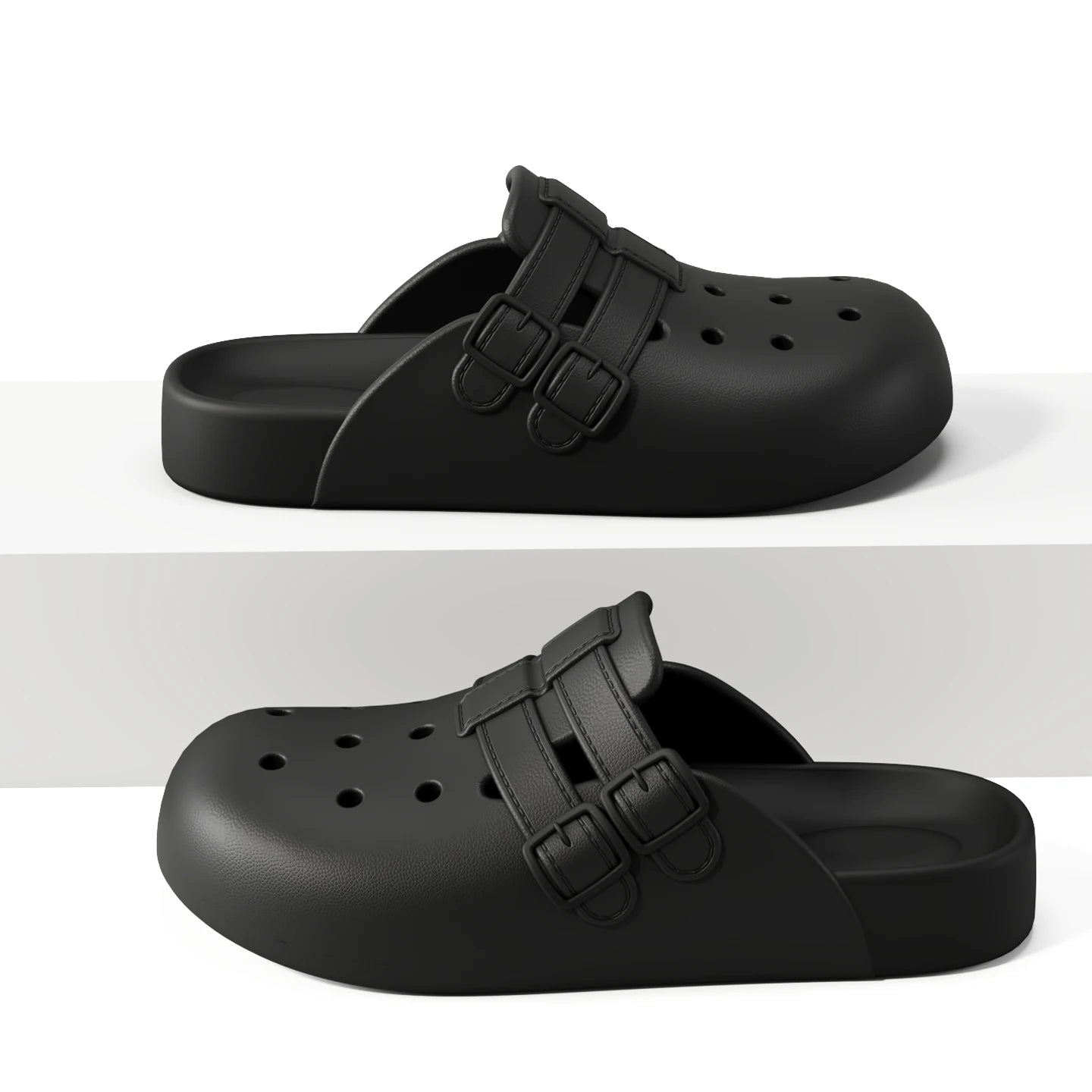 Women Summer Closed-toe Hollow Out Breathable Clogs Slip-on Non-slip Zpaxo black 36-37
