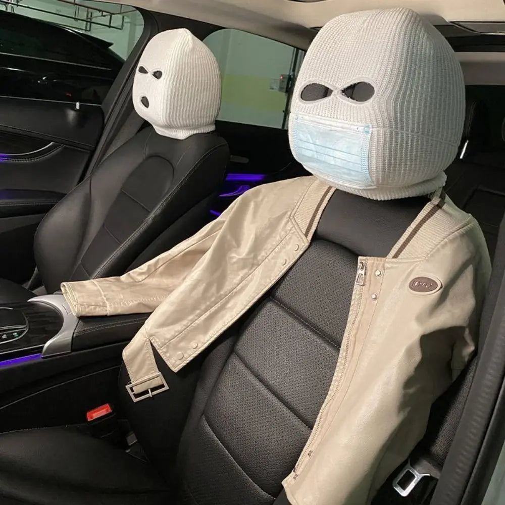 Knitting Car Seat Headcover 3Hole Warm Funny Hat Decoration Zpaxo