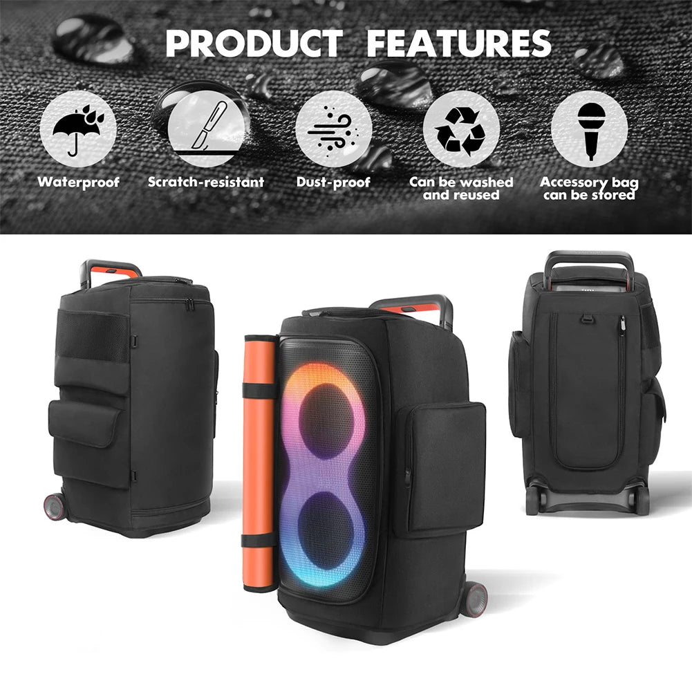 Portable Speaker Dust Case w/ Mic Pocket Double-Sided Speaker Storage Bag Wear Resist for JBL PARTYBOX 720/520/110/310/320 Cover Zpaxo