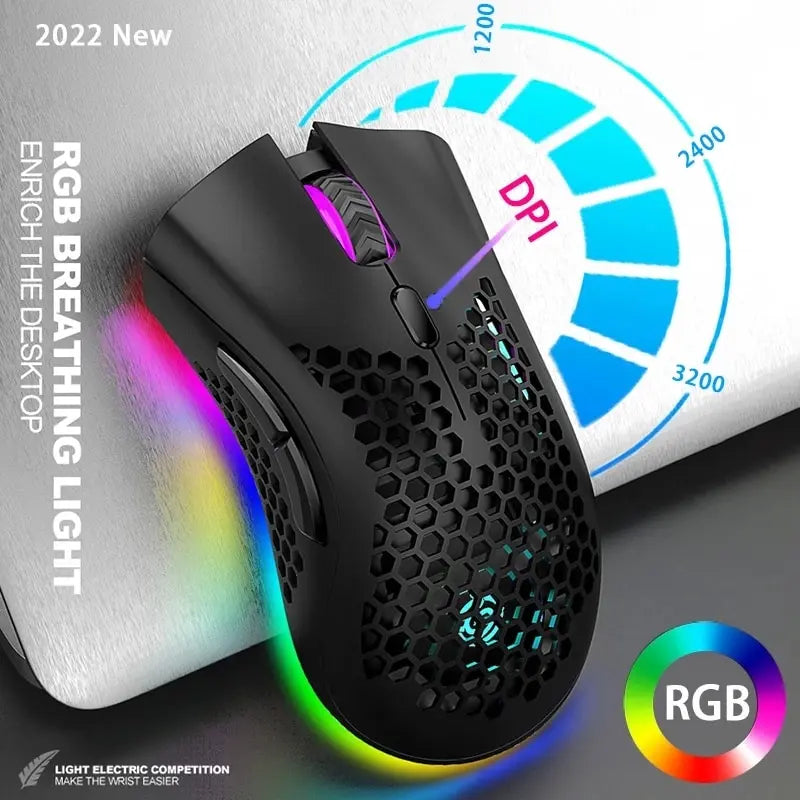 BM600 Rechargeable USB Wireless RGB Light Honeycomb Gaming Mouse Zpaxo