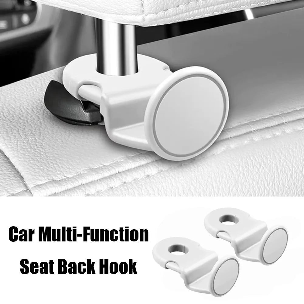 2-Pack Car Headrest Hooks – Clip-On Bag & Storage Organizer Car Headrest Hook Zpaxo WHITE