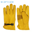 Cowhide Work Gloves Leather Motorcycle Driver Cycling Outdoor Sports Racing Security Protection Safety Yellow Riding Glove Zpaxo M