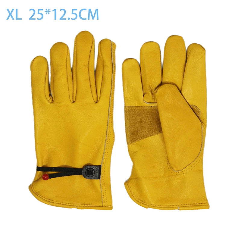 1 Pair Leather Work Gloves Soft Cowhide Welding Security Protection Gloves Workers Mechanic Driver Hunting Driving Garden Glove Zpaxo XL