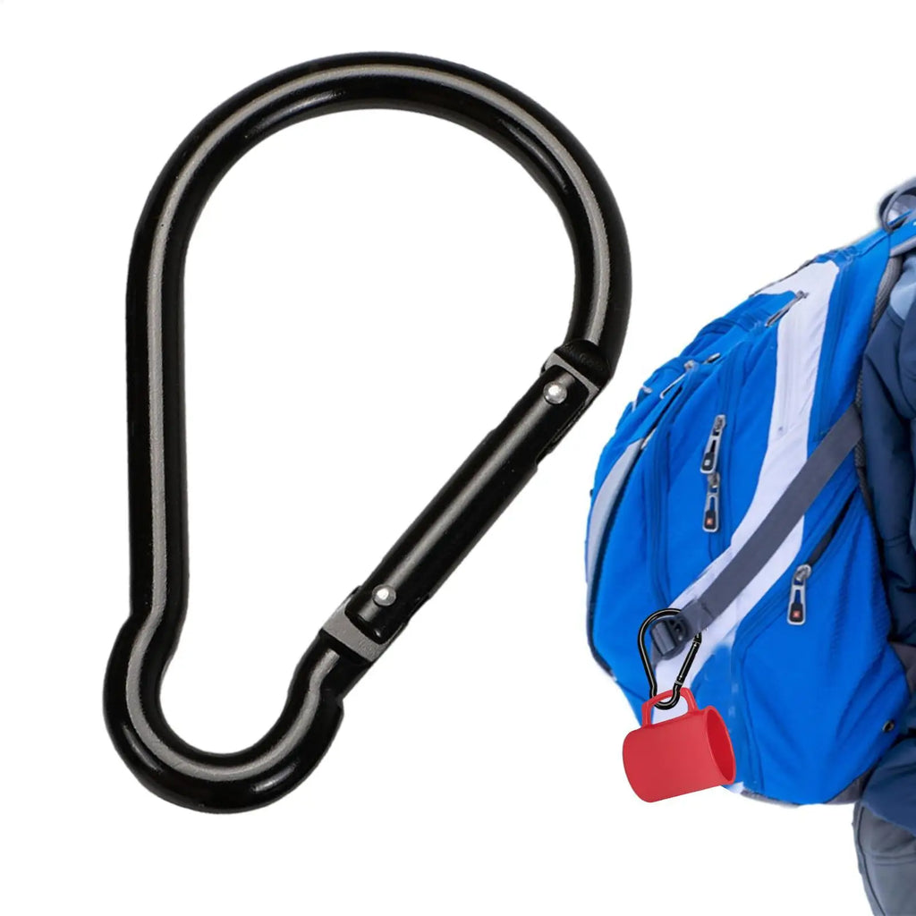 Black Carabiner Clip Aluminum Alloy Gourd Shape Non-locking Design