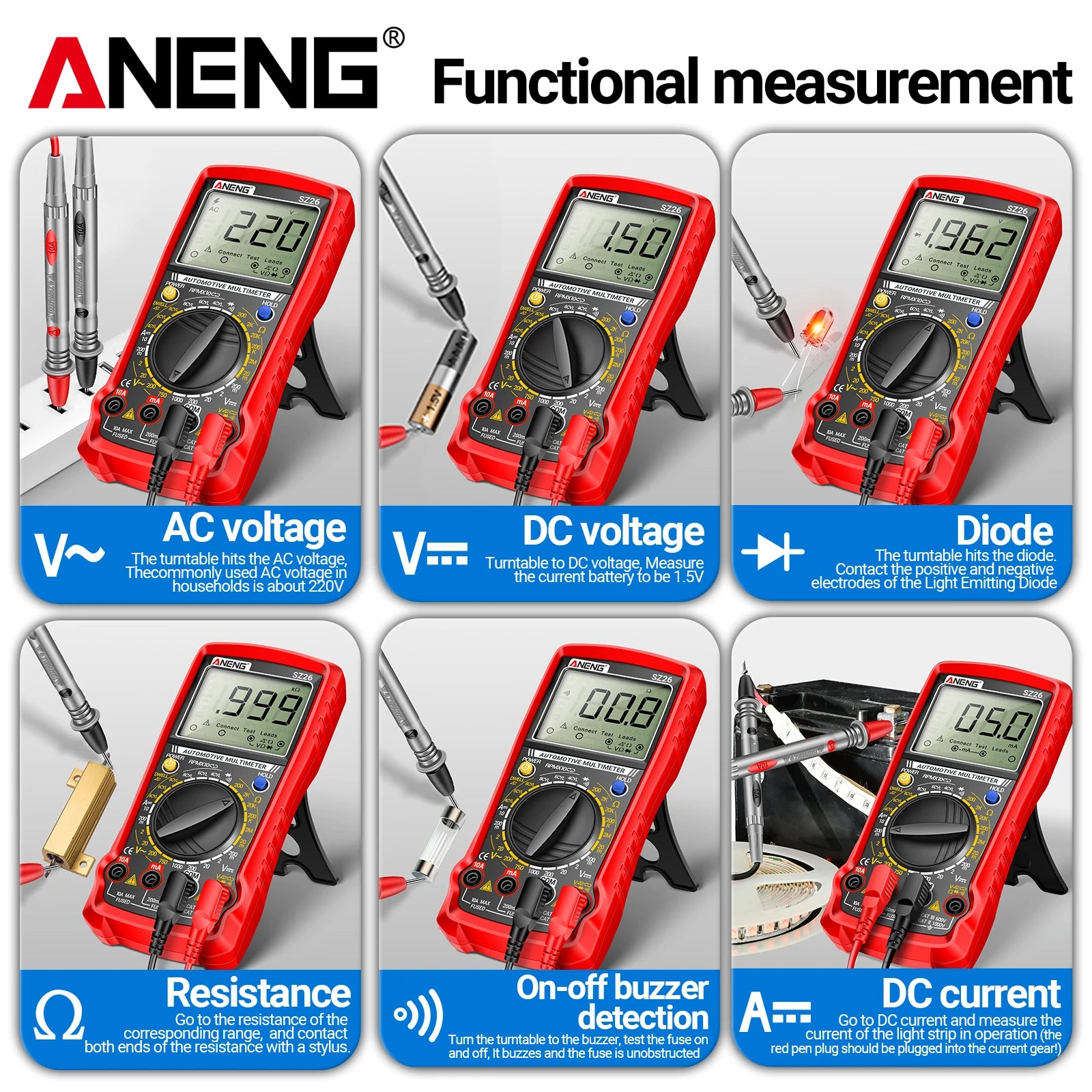 Precision Digital Display Auto Repair Electrician Testing Instrument
