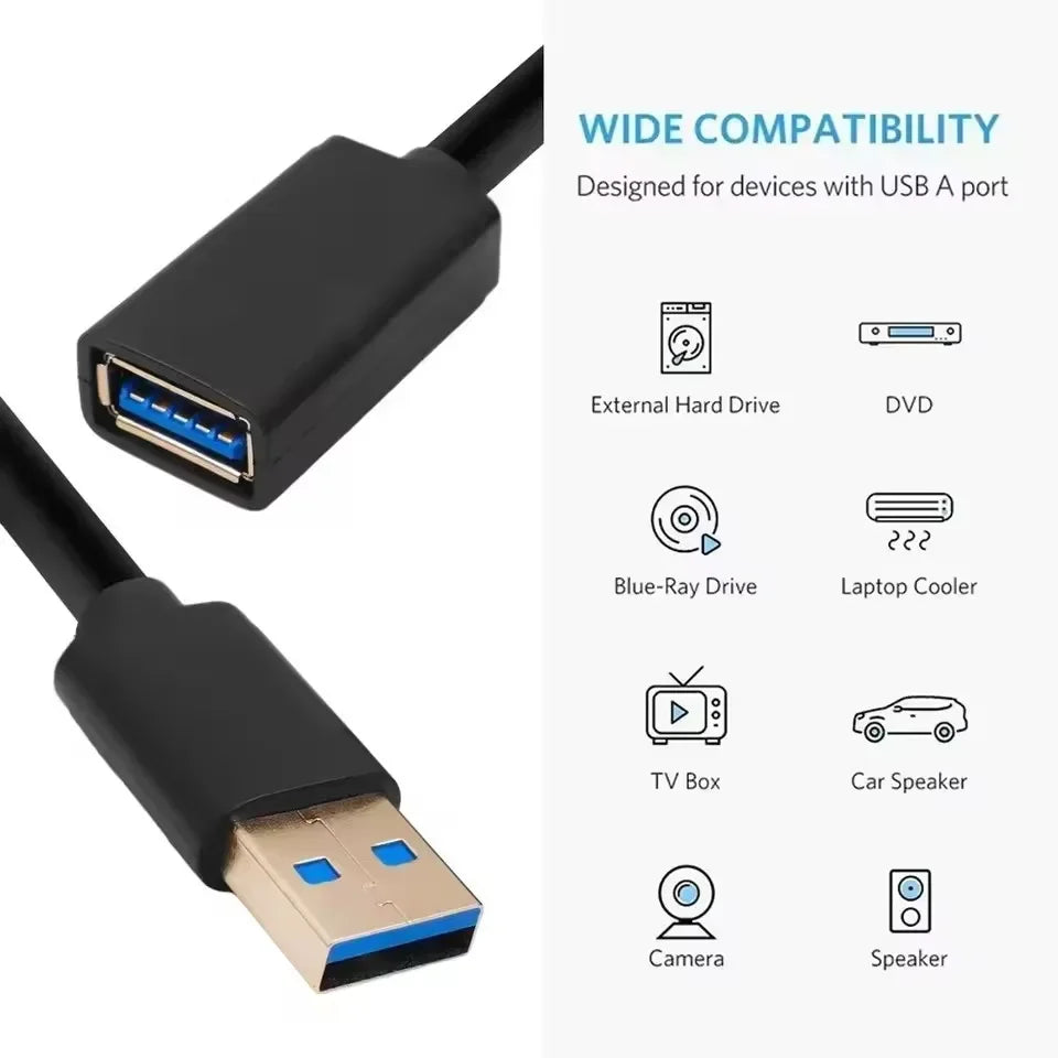 High Speed USB 3.0 Extension Cable 3/2/1M Data Sync Extender Cord for Smart TV PS4 Xbox - Fast Transfer USB 3.0 Cable Zpaxo