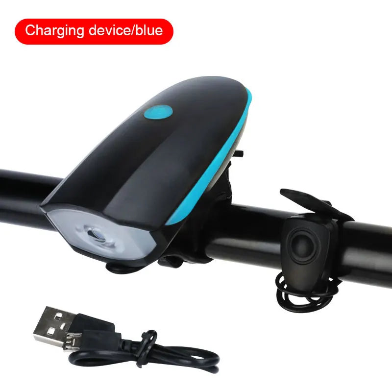 USB Rechargeable Bicycle Front Light with Electric Horn Bike Headlight Super Bright Cycling Flashlight with Loud Warning Bell Zpaxo