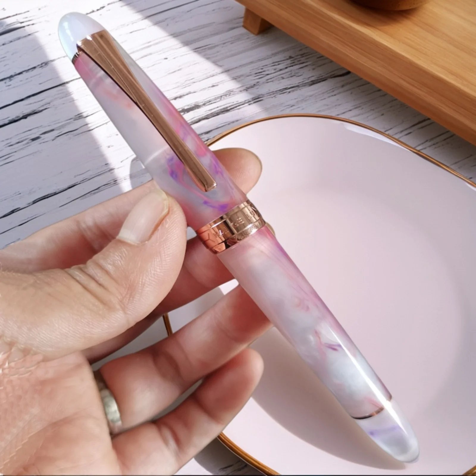 Kaigelu 356 Resin Fountain Pen N/M/F Nib Golden Clip School Office Supplies Business Writing Ink Pens Zpaxo