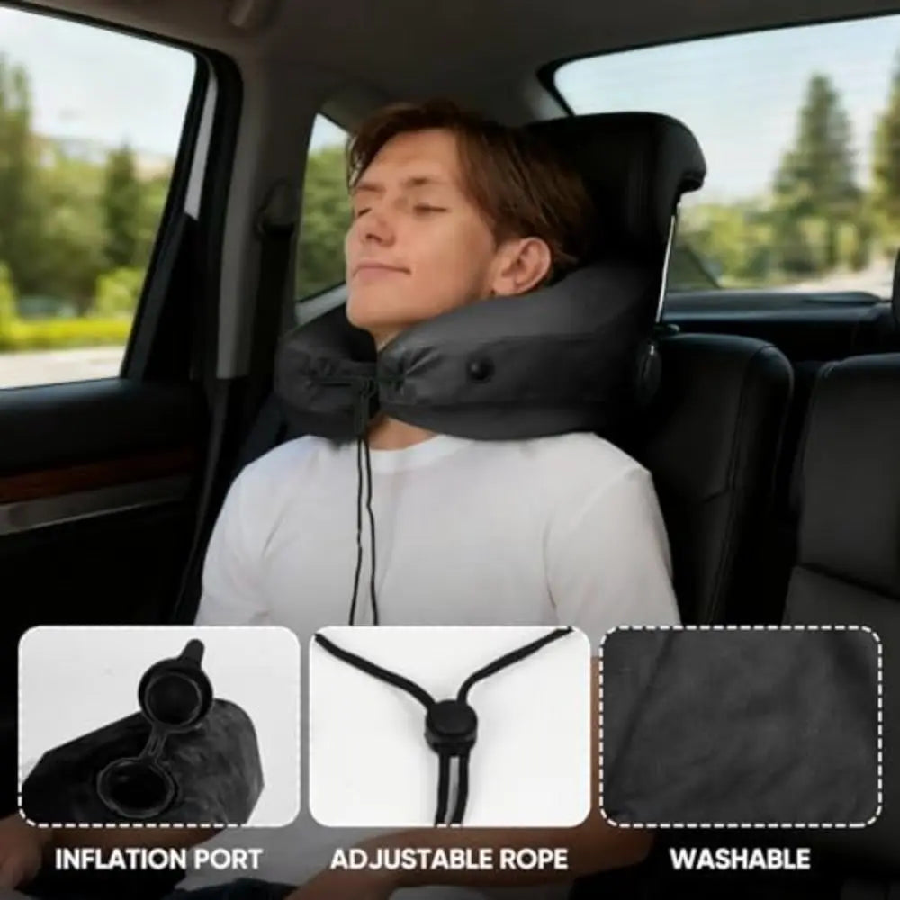 Inflatable Design Travel Neck Pillow Storage Pouch Breathable Zpaxo