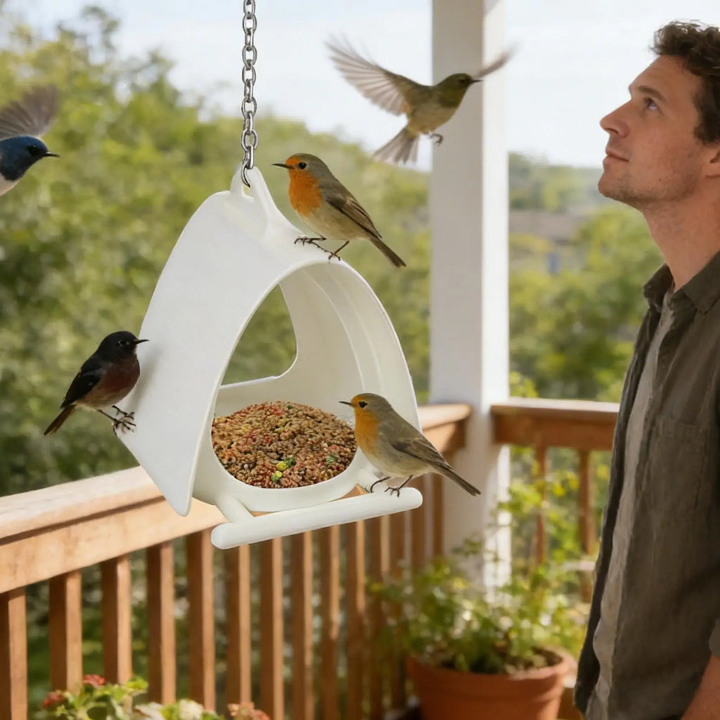 Hangable Bird Feeder House Shape Garden Nest Feeding Station Backyard
