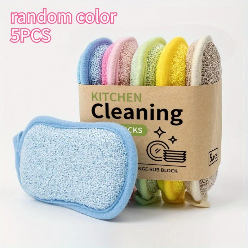 Reusable Sponge Wipes Multi-functional Scratch-free Cleaning Pads Zpaxo random color 5pcs