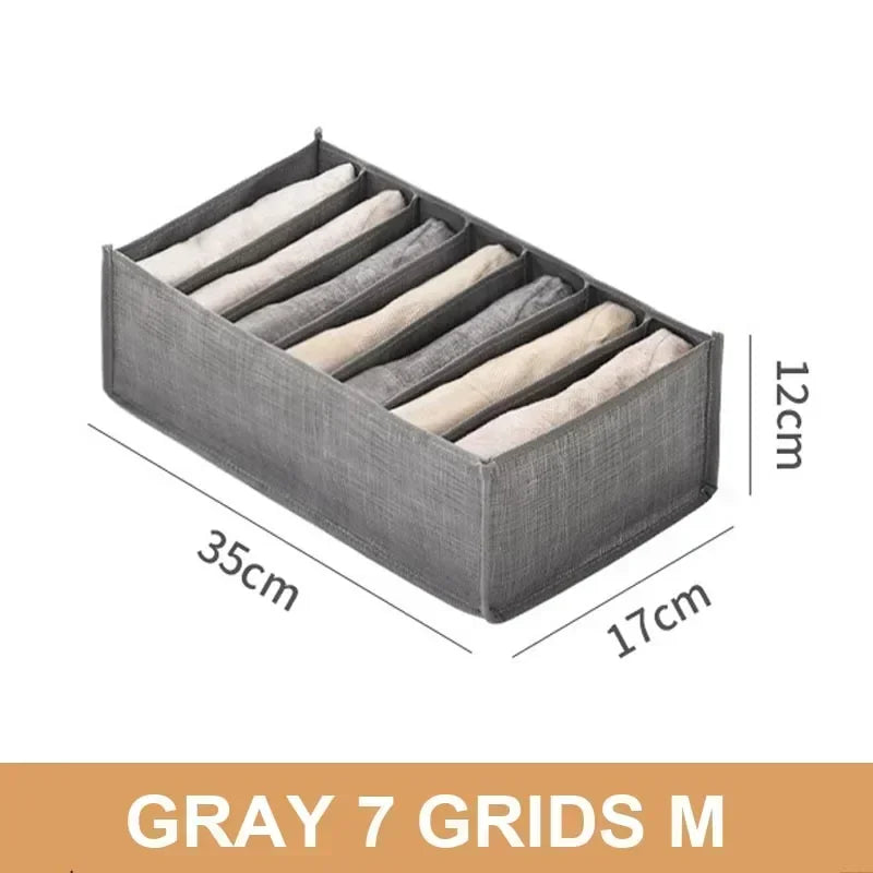Organizer for Closet Underwear Organization Socks Organizer Underwear Bra Storage Box Cabinet Drawer Collapsible Organizer Zpaxo grey 7 girds M as show