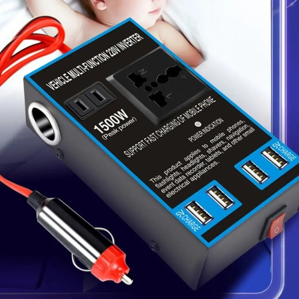 Power Portable Car Inverter DC 12V 24V AC 110V 220V 1500W Universal Zpaxo