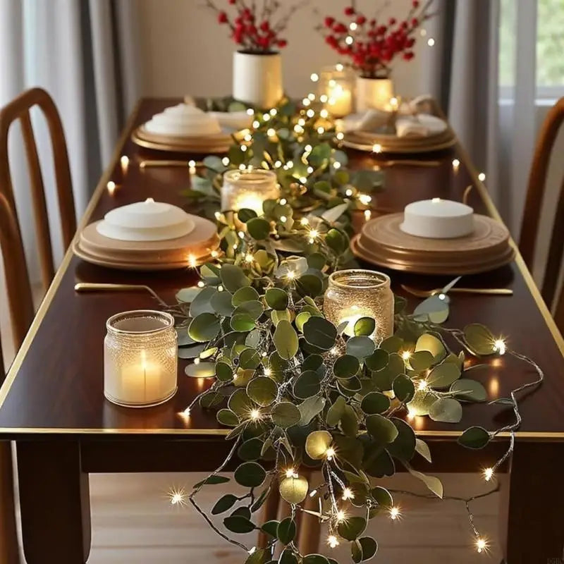 6 Foot LED Illuminated Artificial Eucalyptuses Garlands No Assembly