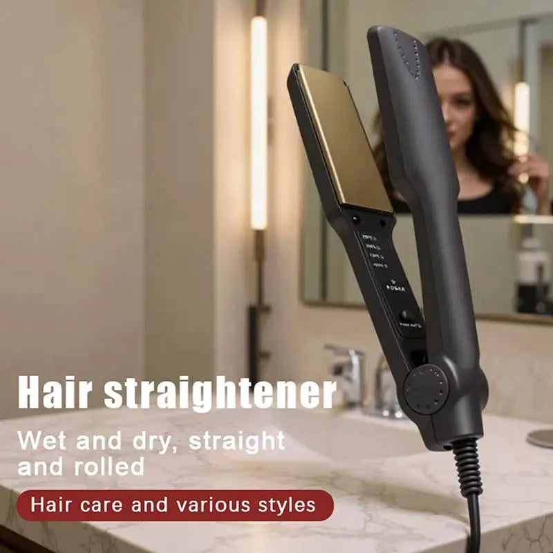 2-in-1 Ceramic Hair Straightener & Curling Iron | 4 Heat Settings