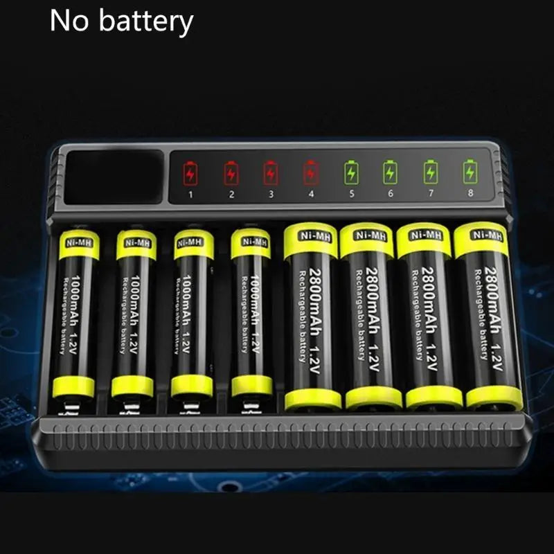 652F 8 Bay AA AAA Battery with LCD Display Independent Slot for NiMH NiCD Zpaxo