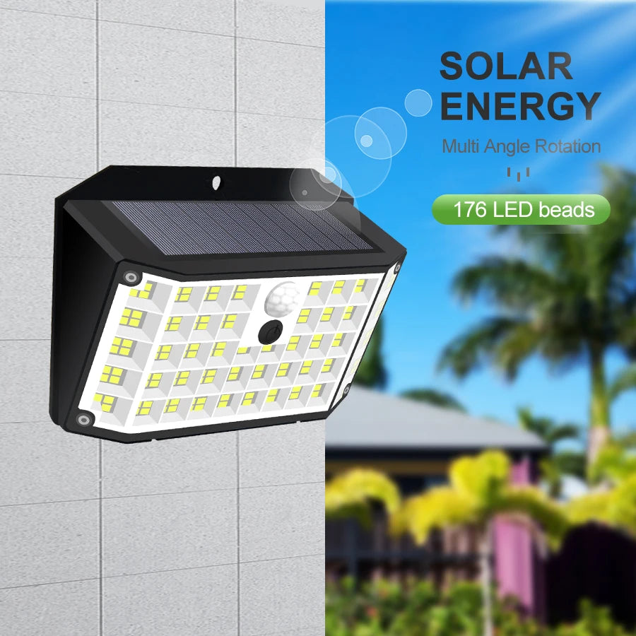 138LED Solar Outdoor Wall Lamp with Motion Sensor 3 Lighting Modes IP65 Waterproof Solar Powered Fence Light Garden Decor Stree Zpaxo