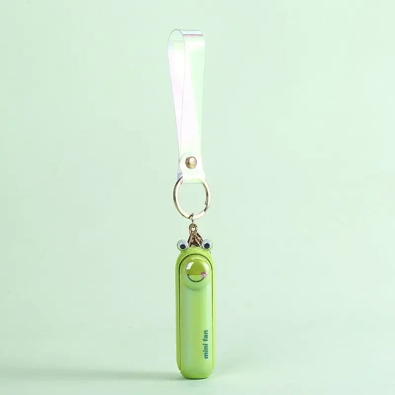 Cute Mini Fan Kipas Portable Hand Fold Bedside Office USB Charge Battery Table Desk Cooling handheld fan neck fan Zpaxo Green