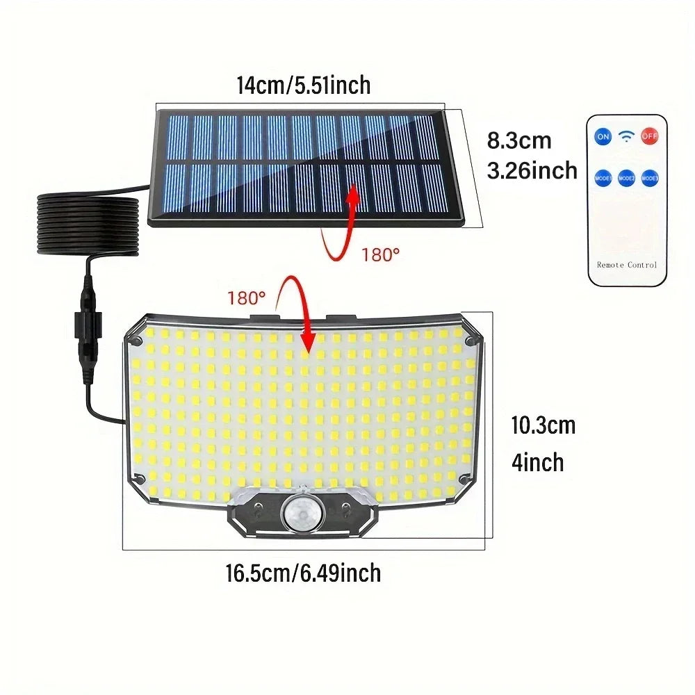 Solar 234 LED Wall Light – Motion Sensor, Remote, IP65 Solar Wall Light Zpaxo