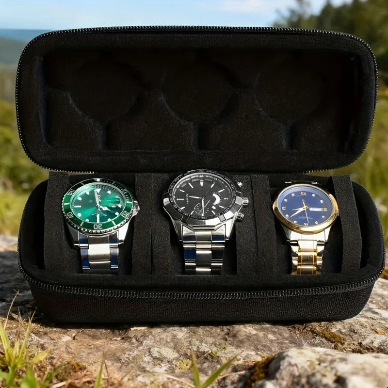 Hardshell Watch Case Travel 3 Slots Storage Organizer Box Soft Foam