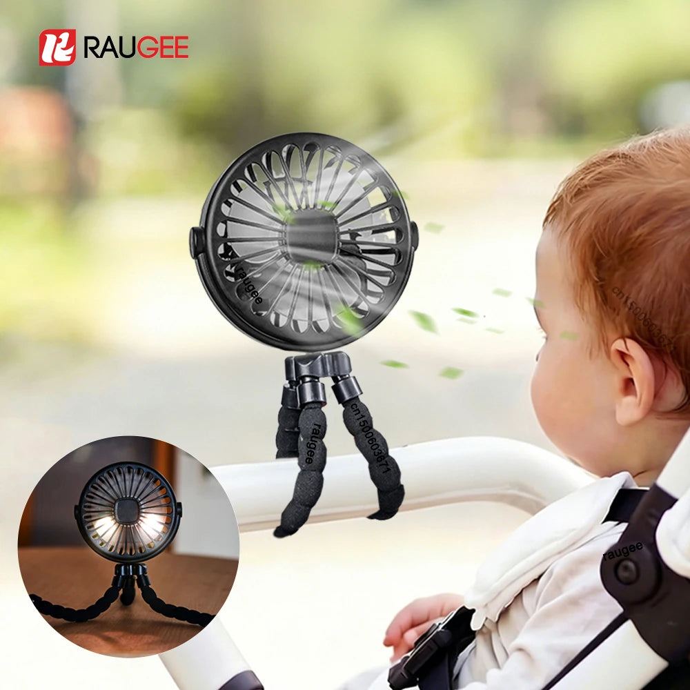 Portable Clip Fan Mini Stroller 360 Rotate USB Rechargeable Baby