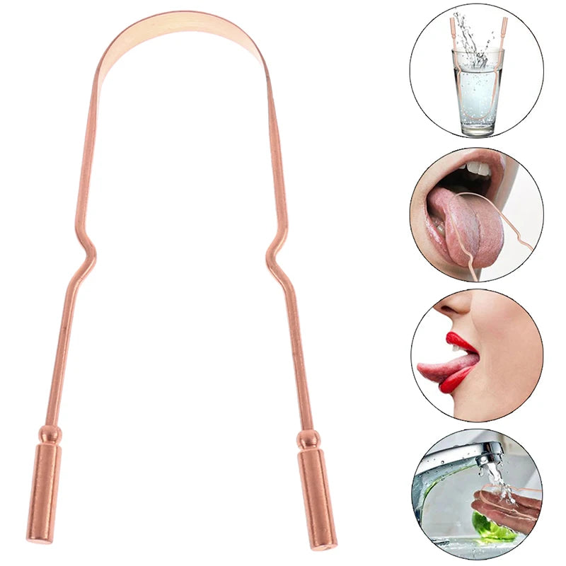 Pure Copper Tongue Scraper Oral Cleaner Brush Fresh Cleaning Hygiene Zpaxo onesize