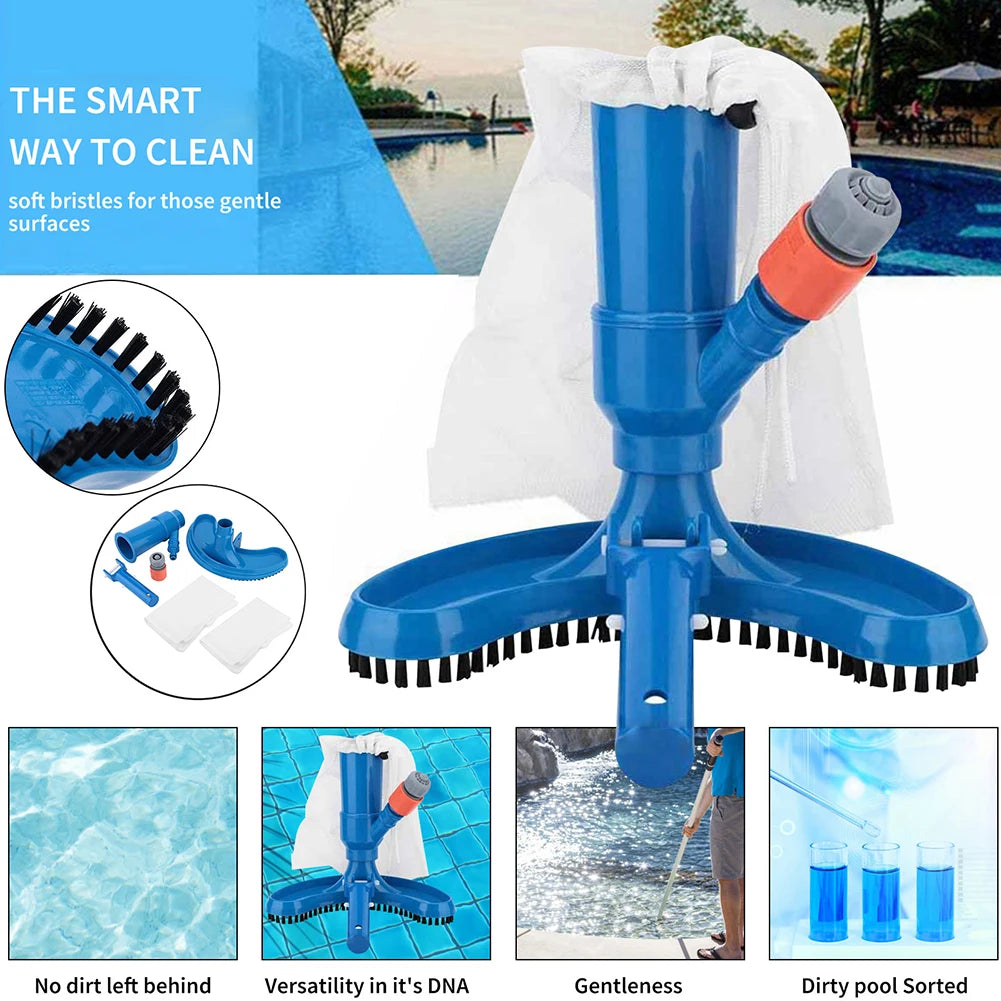 Professional Swimming Pool Vacuum Cleaner with Brush Multipurpose Cleaning Sterilization Tool Set Lightweight for Spa Water Park Zpaxo