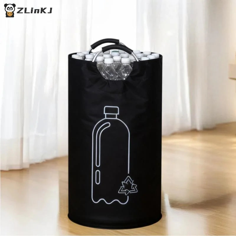 ▶82L Wastewater Bottle Collector Bag Large Capacity Empty Bottle Storage Basket With Aluminum Handle Folding Recycling Bin Zpaxo