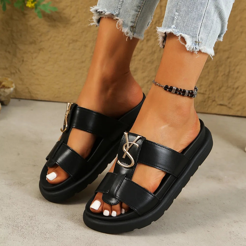 Women Slippers 2026 Fashion Open Toe Flats Luxury Designer Casual Women Sandals Daily Outdoor Comfort Open Toe Flip Flops Zpaxo