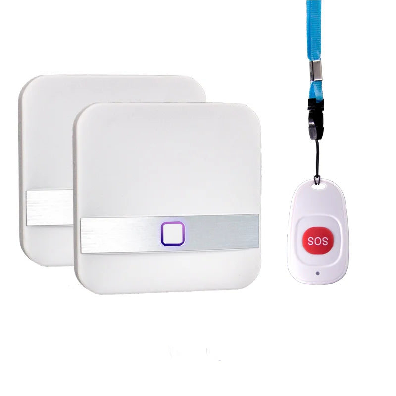 Smart Home Wireless Pager Doorbell Old man Patient Emergency Alarm 150m Remote Call Bell SOS Button US EU UK AU Plug Receiver Zpaxo 1 SOS 2 receivers EU