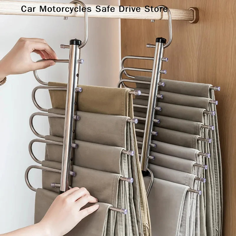 Folding Magic Pants Hangers 5 9layers Stainless Steel Space Saving
