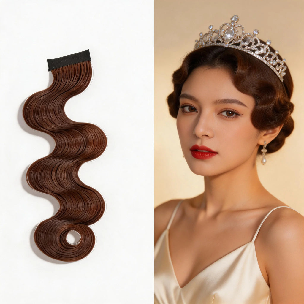Vintage Shanghai Ripple Wave Fake Bangs Wig Piece for Women