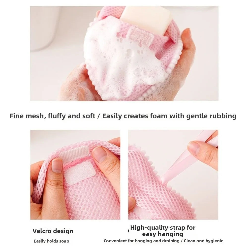 Durable Cloud Heart Shaped Foaming Soap Bag Drawstring Exfoliating Zpaxo
