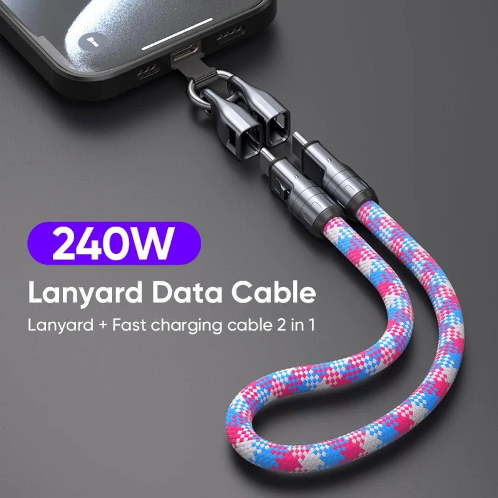 240W USB-C to USB-C Keychain Cable – iPhone 15 16 & Samsung USB-C Charging Cable Zpaxo