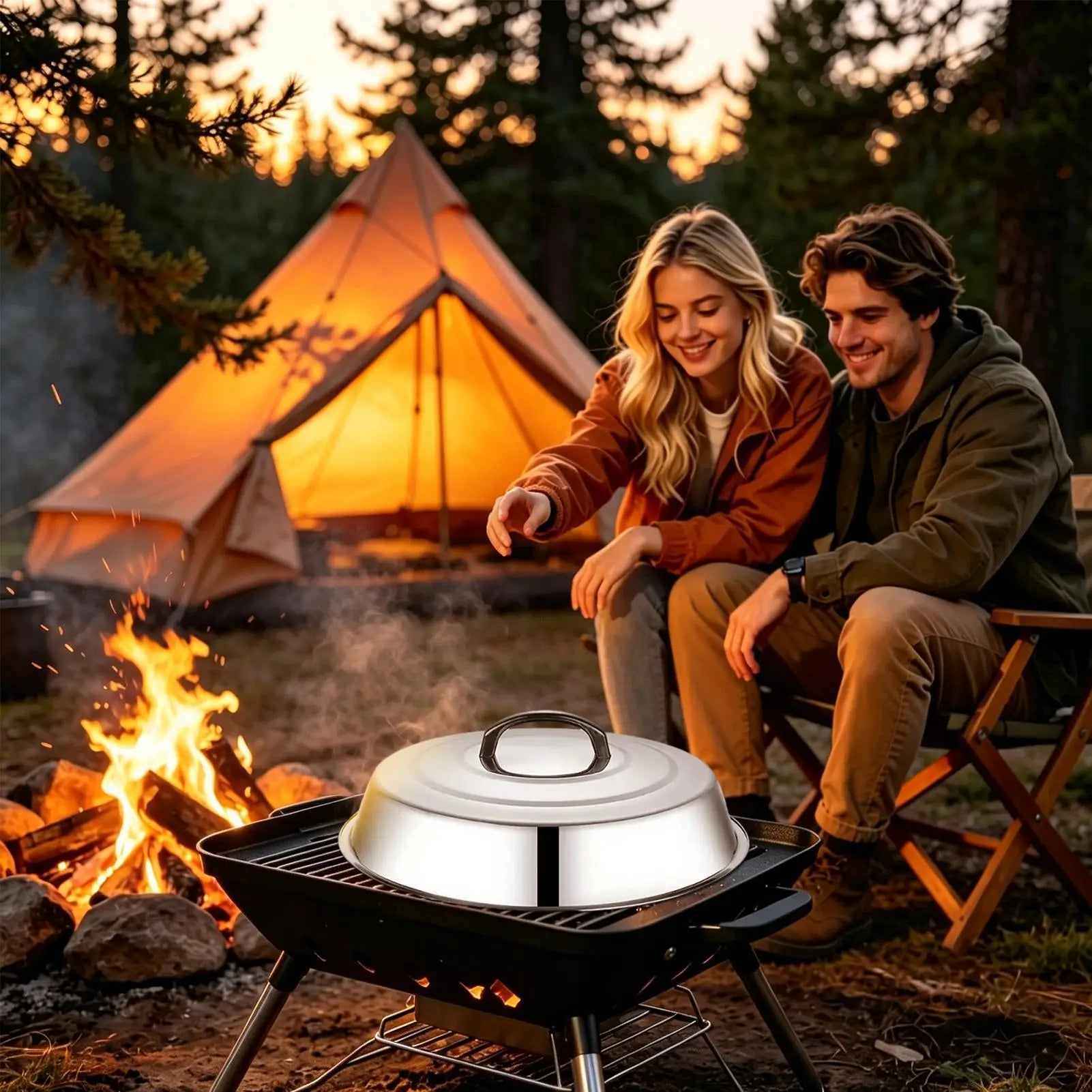 Griddle Basting Cover Dome Stainless Steel Cheese Melting Cap BBQ