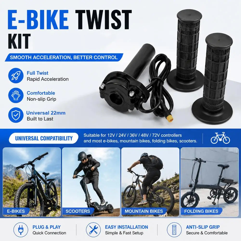 3-Pin Full Twist Throttle Grip Kit for E-Bike & Scooter 22mm E-Bike Throttle Kit Zpaxo