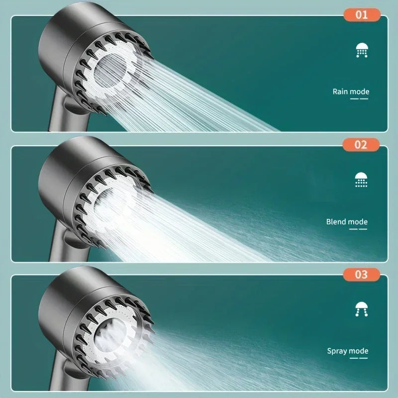 2026 New Turbocharged Filter Shower Head 3 Modes High Pressurized Handheld Shower with Massage Brush One Click On/Off Switch Zpaxo