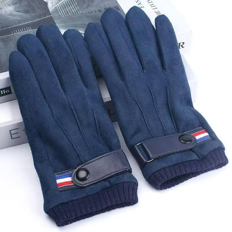 Suede Cycling Gloves Men Winter Thick Hiking Polyester Touch Screen Zpaxo A4