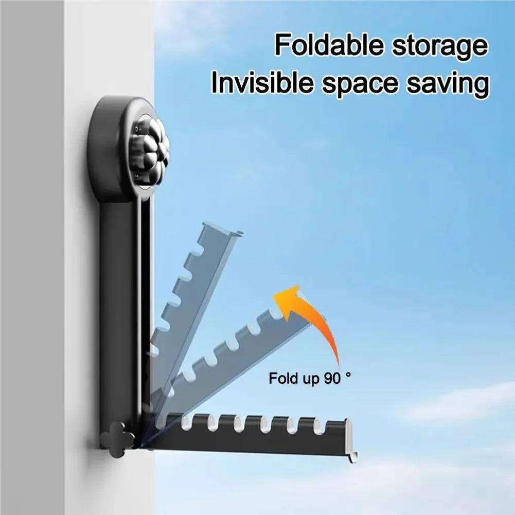 Antislip FoldableClothes Drying Rack Multifunctional Space-Saving Clothes Hanger Rod No Punching Retractable Drying Rack Home Zpaxo