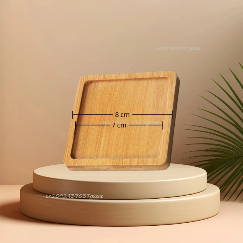 Flower Pot Tray Multi Bamboo Wood Cup Pad Plant Kitchen Decorative