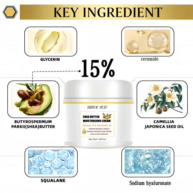50ml Deep Hydrating Nourish Cream Shea Butter Hyaluronic Acid Ceramide Repair Skin Damage Anti‑Dryness Moisturizer Zpaxo