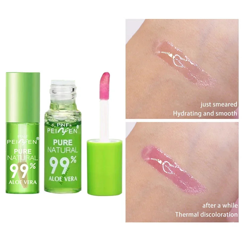 1PCS Moisturizing Natural Aloe Essence Lip Gloss Changable Color Portable Waterproof Long Lasting Nutritious Lips Care Lipstick Zpaxo