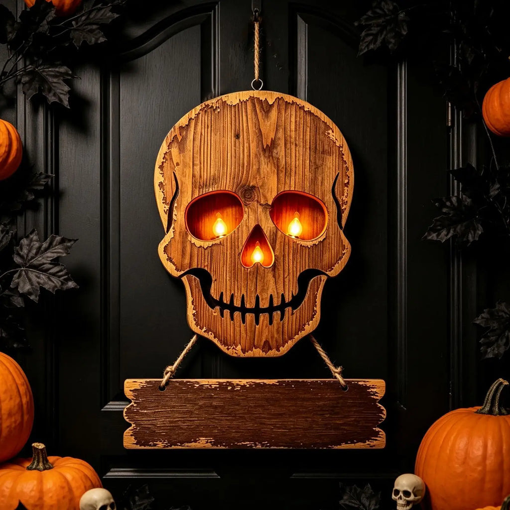 Trick Supports Door Sign Decoration Wooden Halloween Hanger House