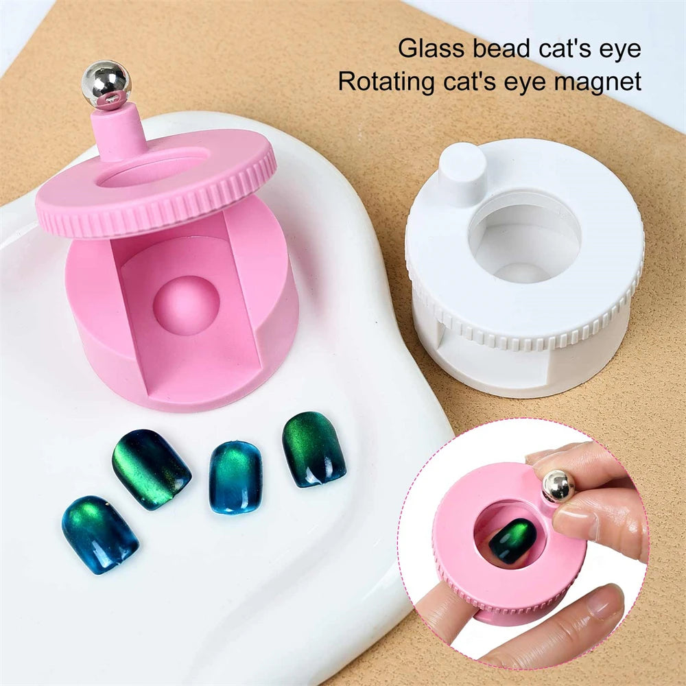 Multifunctional Rotating Cat Eye Nail Magnet Wide Light Glass Bead Zpaxo