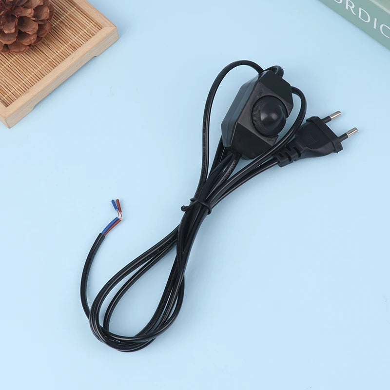 1Pcs 1.8M Extension Cord With Dimmer EU Plug Control Switch Power Cable Cord EU Plug For Table Lamp 220V Electricity Wire Zpaxo Black