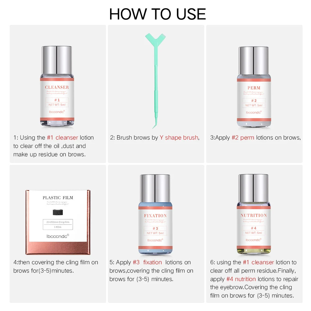 Pro Brow Lift Perming Eyebrow Lifting Brow Lamination Kit with Cling Film Nutrition Keratin Perming Lotion for Home Use Zpaxo