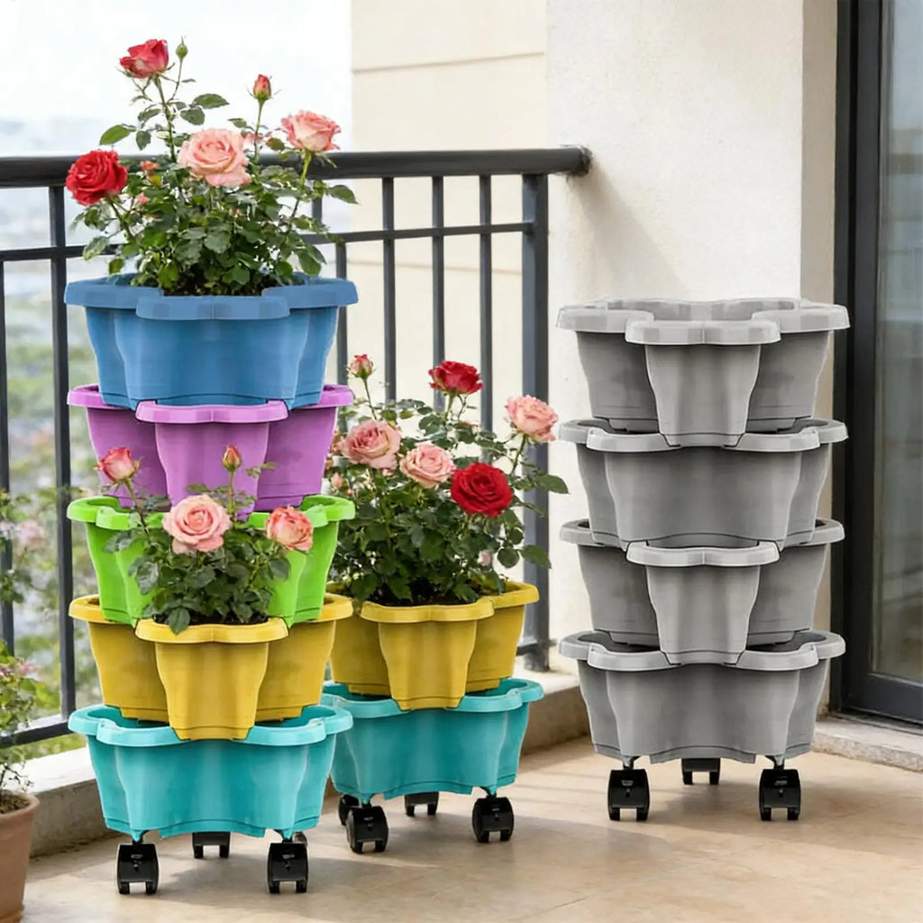 Stackable Strawberry Planter 4 5 Tier Vertical Garden Tower Vegetable