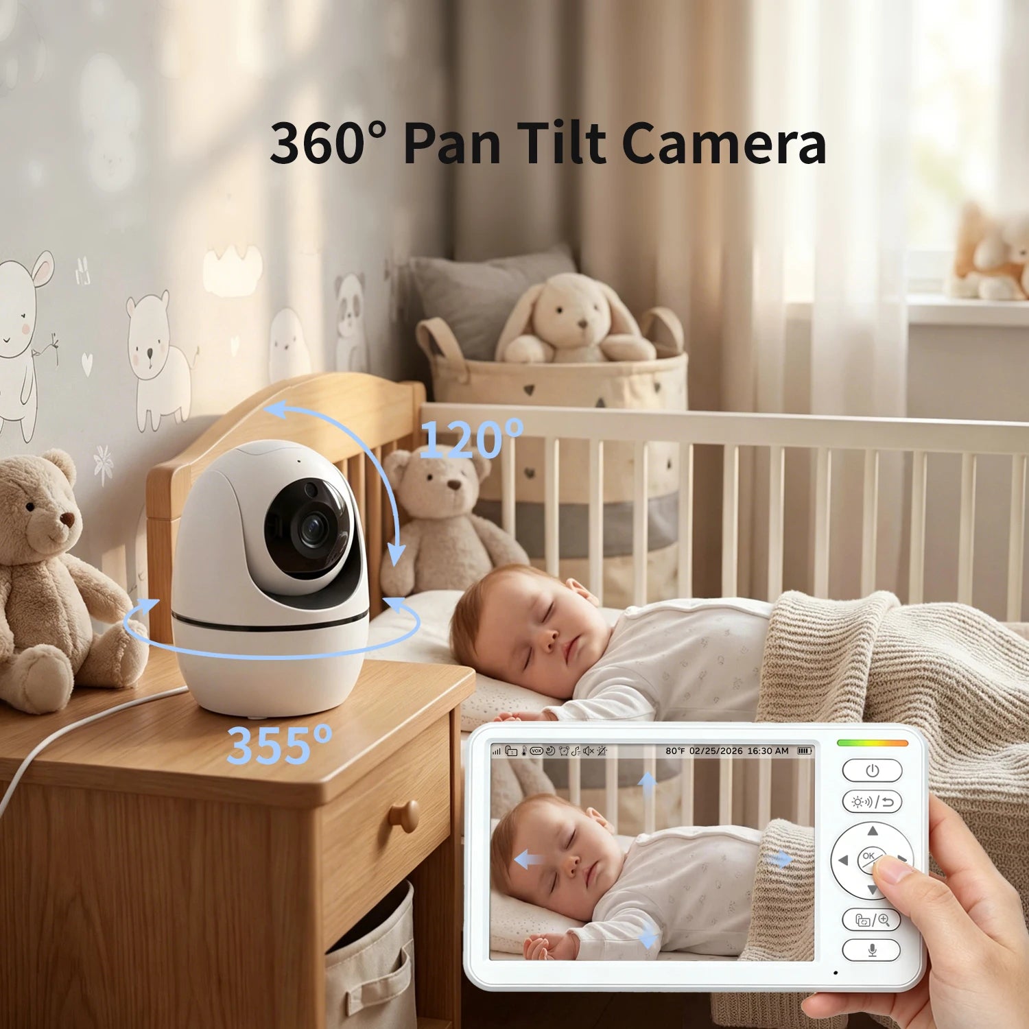 Video Baby Monitor Camera Pan Tilt Zoom Babyphone Cam Night Vision Zpaxo